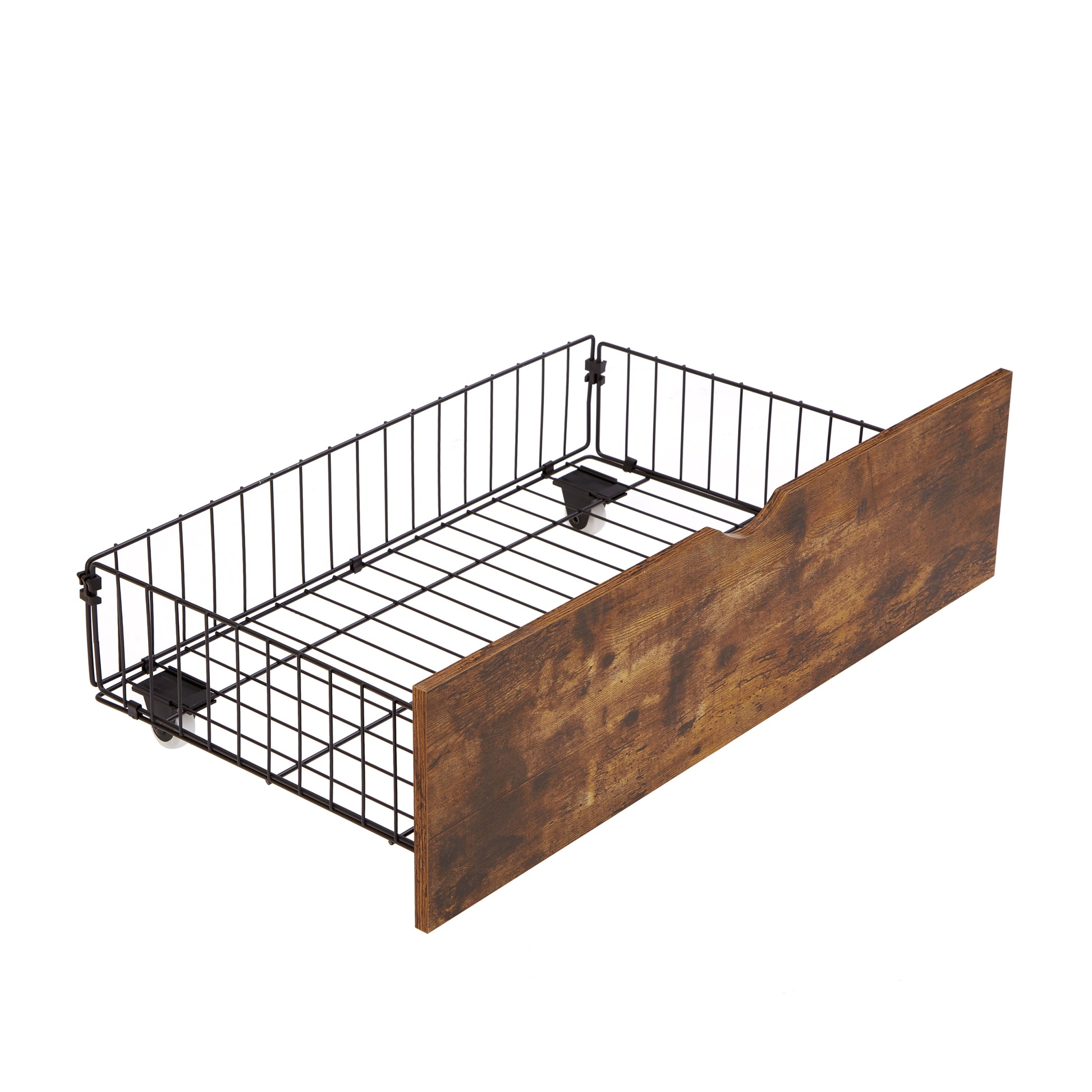 King Size Metal Platform Bed Frame With Wooden Headboard And Footboard With Usb,Charging Station,2 Drawers,Led Lights, No Box Spring Needed, Easy Assemble King Brown Black Mdf Metal
