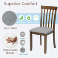 Wooden Dining Chairs Set Of 4, Kitchen Chair With Padded Seat, Upholstered Side Chair For Dining Room, Living Room, Walnut Walnut Dining Room Rubberwood Rubber Wood