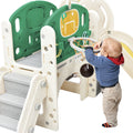 Kids Slide Playset Structure, Freestanding Castle Climbing Crawling Playhouse With Slide, Arch Tunnel, Ring Toss, And Basketball Hoop, Toy Storage Organizer For Toddlers, Kids Climbers Playground Green Hdpe