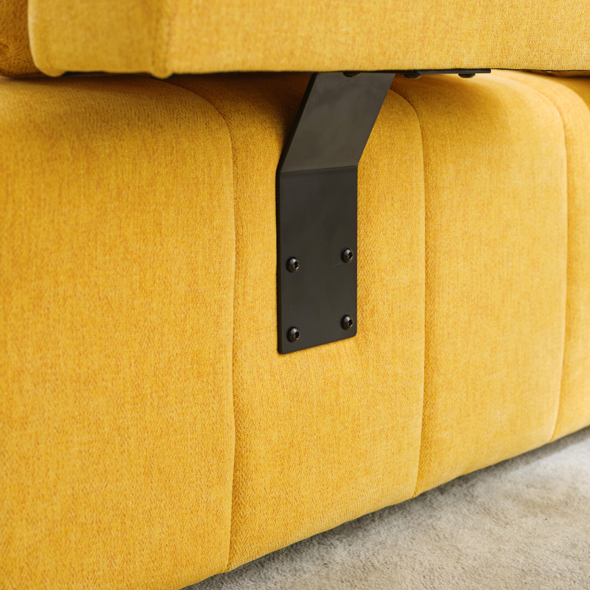 91.73" L Shaped Sofa Sectional Sofa Couch With 2 Stools And 2 Lumbar Pillows For Living Room, Yellow Yellow Chenille