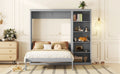 Queen Size Murphy Bed Wall Bed With Shelves,Gray Gray Solid Wood Mdf