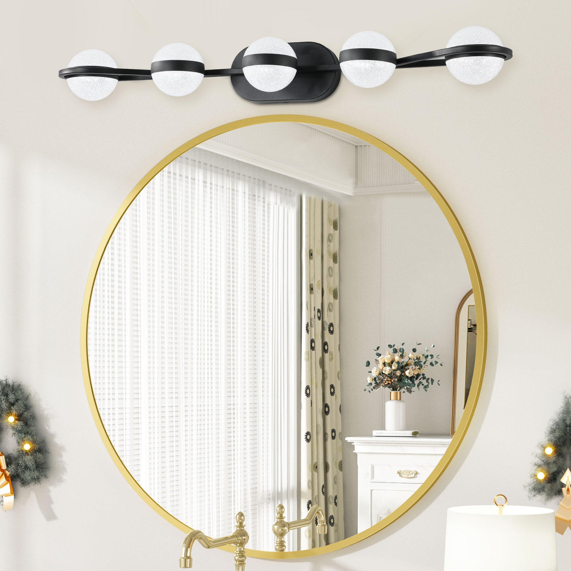 Modern Minimalist Bathroom Vanity Light, Led 5 Bulb Frosted Glass Shades, Wall Mounted Decorative Lighting Fixture, Suitable For Bathroom Vanity Mirror Black Black Modern Acrylic