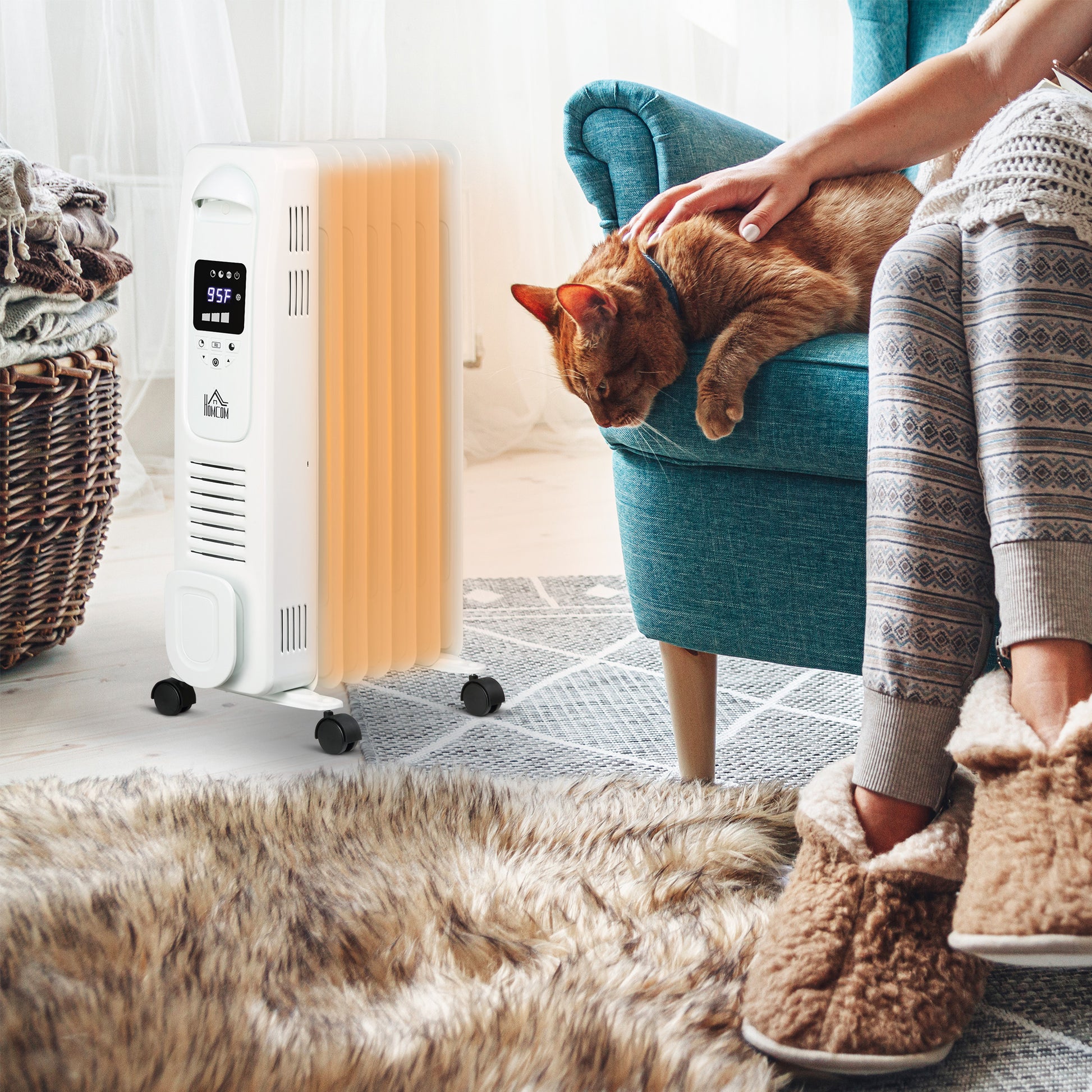 25.25" Electric Space Heater, Freestanding 161 Sq. Ft. Heater With 3 Modes, Timer, And Remote, 1500 W, White White Steel