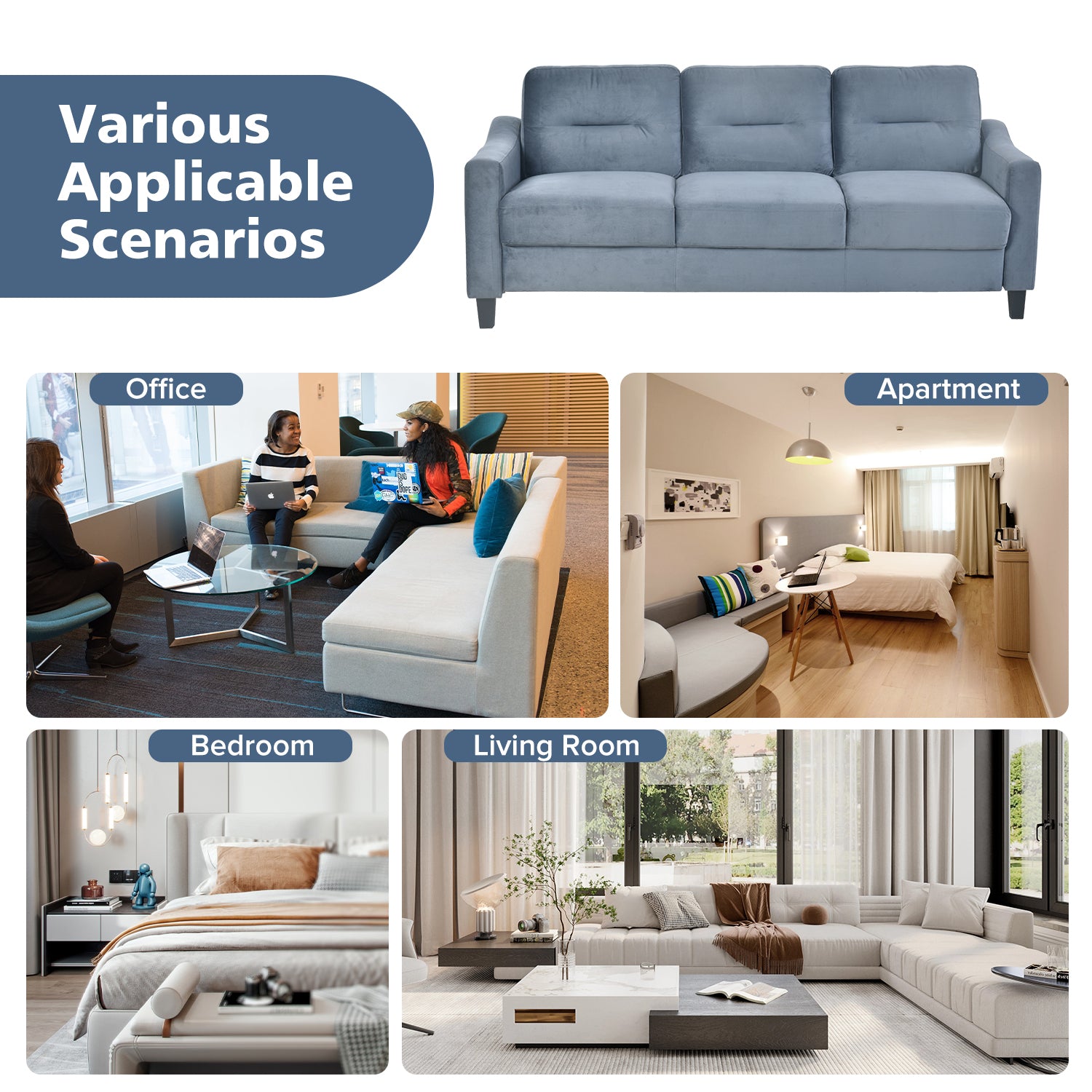 Couch Comfortable Sectional Couches Set 1 2 3 Gray Velvet 6 Seat