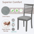 Wooden Dining Chairs Set Of 4, Kitchen Chair With Padded Seat, Upholstered Side Chair For Dining Room, Living Room, Gray Gray Dining Room Rubberwood Rubber Wood