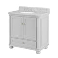 36'' Bathroom Vanity With Carrara Natural Marble Top And Backsplash, Bathroom Storage Cabinet With Doors And Drawers In Gray 1 White 2 Rust Resistant Bathroom Freestanding Traditional Mdf