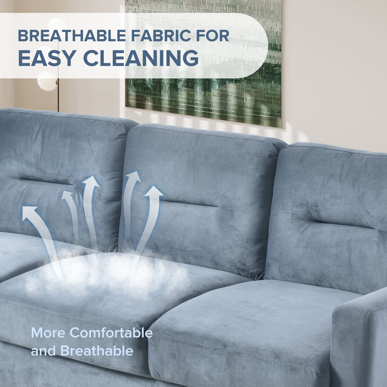 Couch Comfortable Sectional Couches And Sofas For Living Room Bedroom Office Small Space Gray Velvet 3 Seat