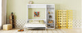 Queen Size Murphy Bed Wall Bed With Shelves,White White Solid Wood Mdf