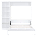 Queen Size Murphy Bed Wall Bed With Shelves,White White Solid Wood Mdf