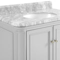 36'' Bathroom Vanity With Carrara Natural Marble Top And Backsplash, Bathroom Storage Cabinet With Doors And Drawers In Gray 1 White 2 Rust Resistant Bathroom Freestanding Traditional Mdf