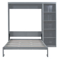 Queen Size Murphy Bed Wall Bed With Shelves,Gray Gray Solid Wood Mdf