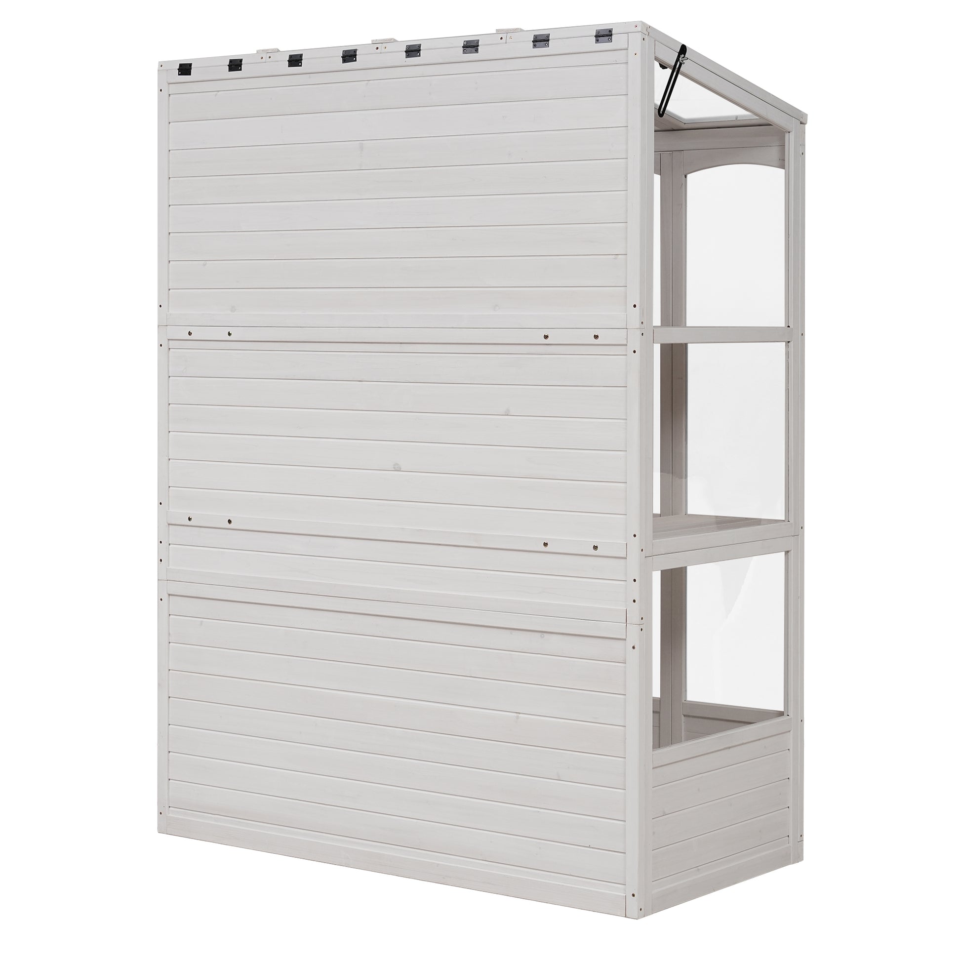 78 Inch Wooden Greenhouse Cold Frame With 4 Independent Skylights And 2 Folding Middle Shelves, Walk In Outdoor Greenhouse, White White Seats 2 Garden & Outdoor Casual Wood