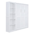 Queen Size Murphy Bed Wall Bed With Shelves,White White Solid Wood Mdf