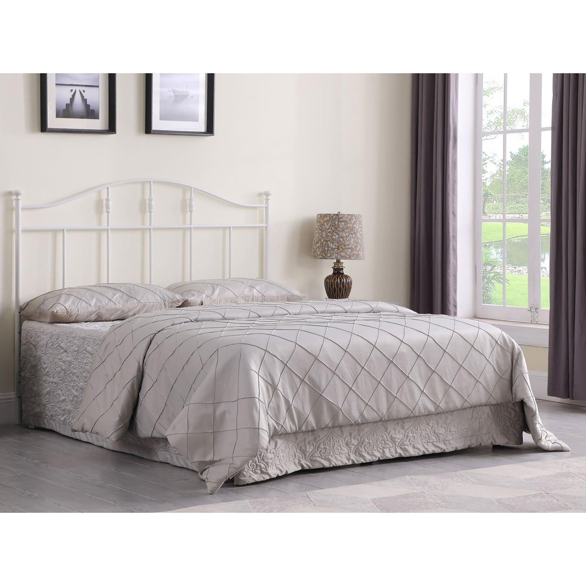 White Queen And Full Metal Arched Headboard White Metal Bedroom Transitional Bed Frame Metal