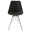 Black And Chrome Padded Dining Chair Set Of 2 Solid Black Dining Room Spot Clean Contemporary,Modern Side Chair Solid Back Metal