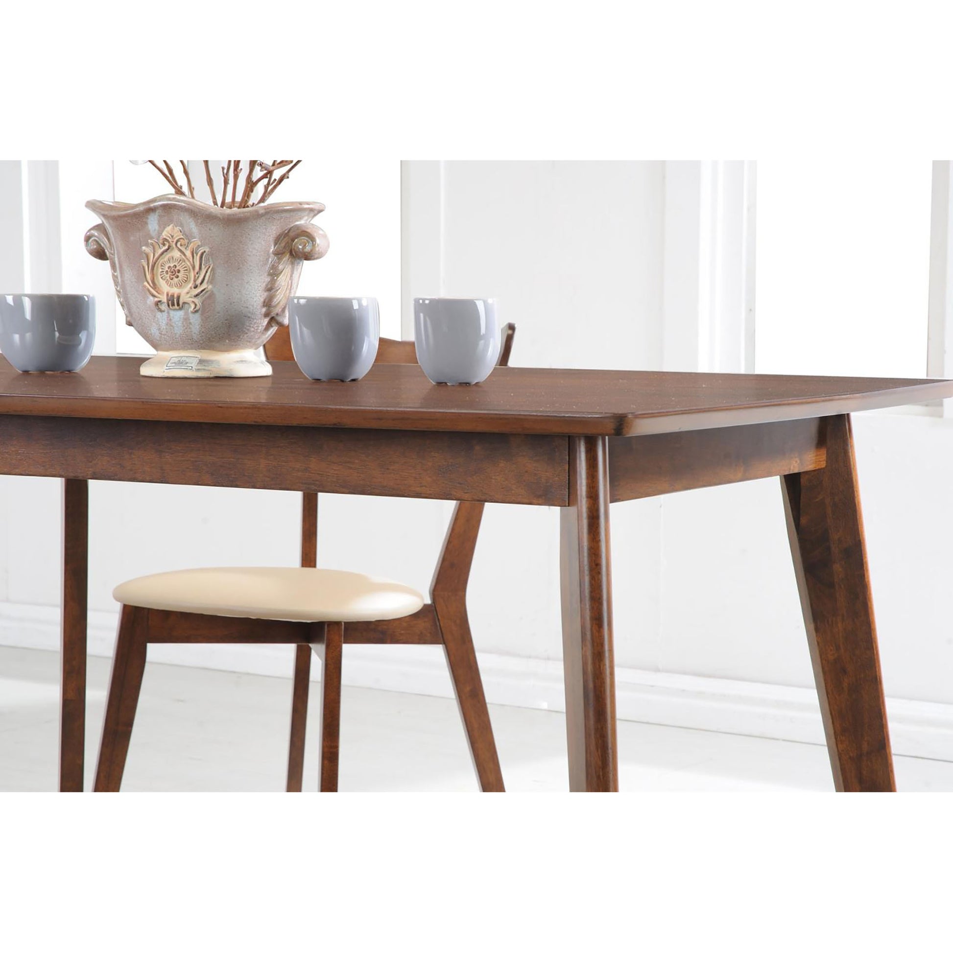 Retro Chestnut Dining Table With Angled Legs Brown Dining Room Mid Century Modern Tabeltop Rubberwood Rectangular Kitchen & Dining Tables Wood