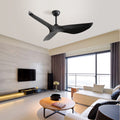 52 Inch Indoor Ceiling Fan No Light With 6 Speed Remote Control 3 Abs Blades Reversible Dc Motor Black Abs