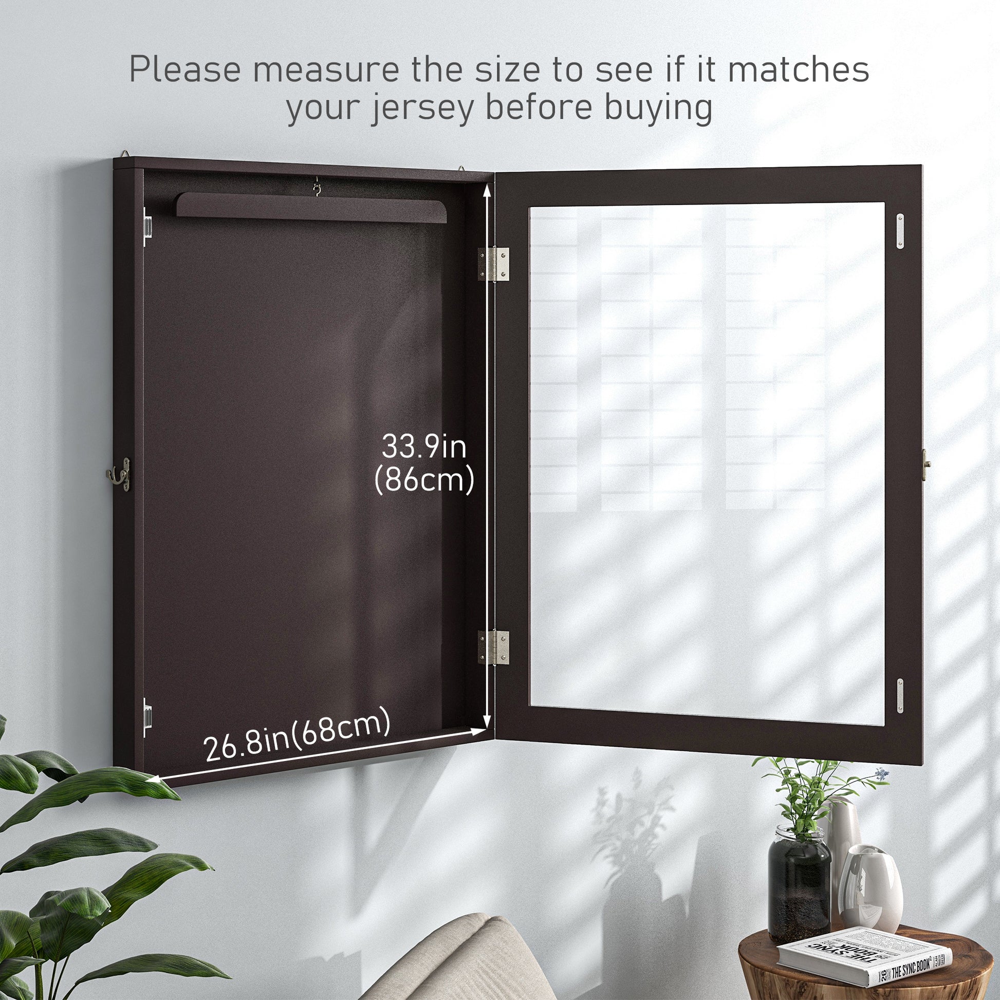 28" X 35" Uv Resistant Sports Jersey Frame Display Case, Brown Black Brown Mdf