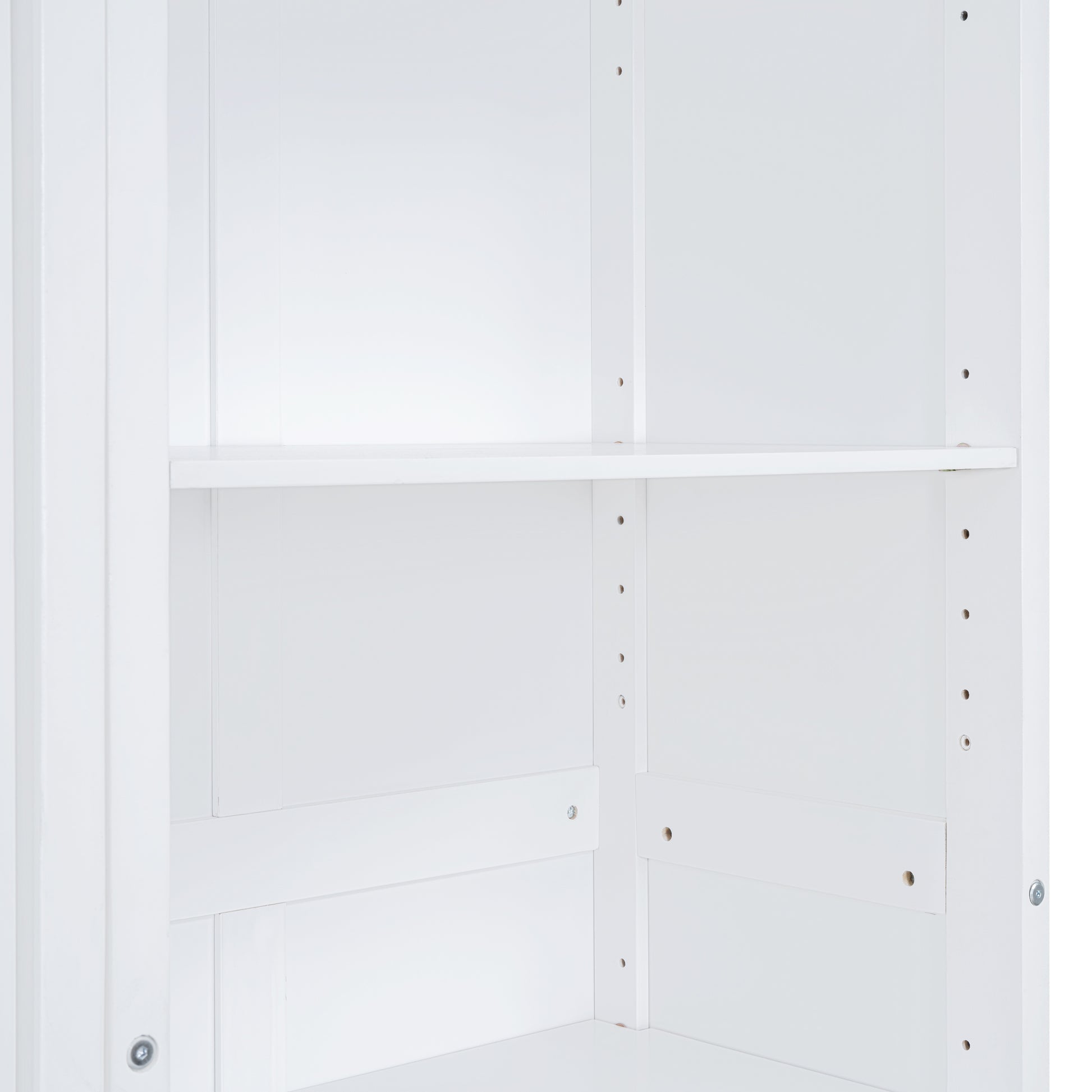 Queen Size Murphy Bed Wall Bed With Shelves,White White Solid Wood Mdf