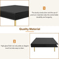 Exquisite High Gloss Coffee Table With 4 Golden Legs And 2 Small Drawers, 2 Tier Square Center Table For Living Room, Black Black Primary Living Space Particle Board