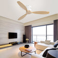 52 Inch Decorative Solid Wood Without Light 6 Speed Remote Control Reversible Dc Motor For Home Matte White Metal & Wood