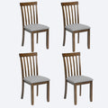 Wooden Dining Chairs Set Of 4, Kitchen Chair With Padded Seat, Upholstered Side Chair For Dining Room, Living Room, Walnut Walnut Dining Room Rubberwood Rubber Wood