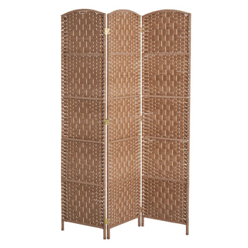 6' Tall Wicker Weave 3 Panel Room Divider Privacy Screen Natural Natural Wood