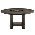 1Pc Transitional Round Table With Lazy Susan Dark Brown Finish Single Pedestal Wooden Dining Room Furniture Brown Seats 6 Dining Room Contemporary,Transitional Round Wood