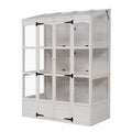 78 Inch Wooden Greenhouse Cold Frame With 4 Independent Skylights And 2 Folding Middle Shelves, Walk In Outdoor Greenhouse, White White Seats 2 Garden & Outdoor Casual Wood