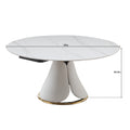 Fashion Modern Sinntered Stone Dining Table With Simple And Multi Functional Retractable Dining Table With 8 Pcs Chairs Beige White Sintered Stone