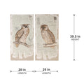 Set Of 2 Lilith Owl Prints With Distressed Look, Rectangle Animal Hanging Wall Art 39.5X20