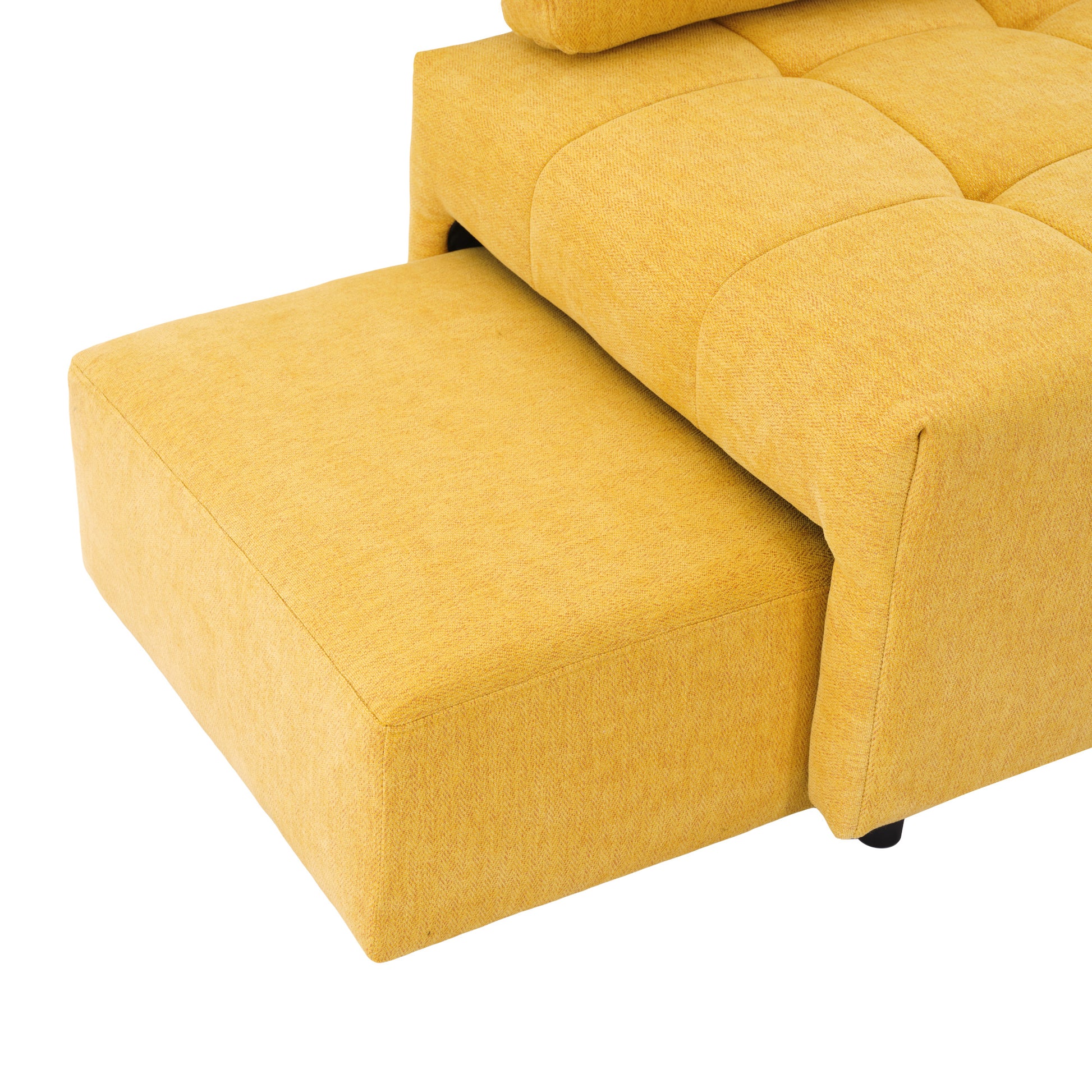 91.73" L Shaped Sofa Sectional Sofa Couch With 2 Stools And 2 Lumbar Pillows For Living Room, Yellow Yellow Chenille