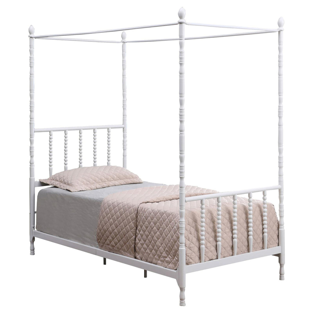 Betony White Twin Canopy Bed Twin White Metal Bedroom Traditional Canopy Metal