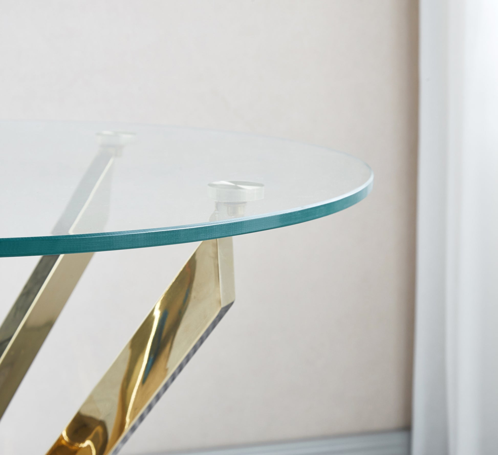 Modern Round Tempered Glass Coffee Table With Chrome Legs Gold Tempered Glass