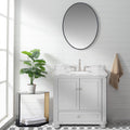 36'' Bathroom Vanity With Carrara Natural Marble Top And Backsplash, Bathroom Storage Cabinet With Doors And Drawers In Gray 1 White 2 Rust Resistant Bathroom Freestanding Traditional Mdf