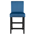5 Piece Counter Height Dining Table Set With One Faux Marble Top Dining Table And Four Velvet Upholstered Chairs,Blue Blue Mdf