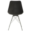 Black And Chrome Padded Dining Chair Set Of 2 Solid Black Dining Room Spot Clean Contemporary,Modern Side Chair Solid Back Metal