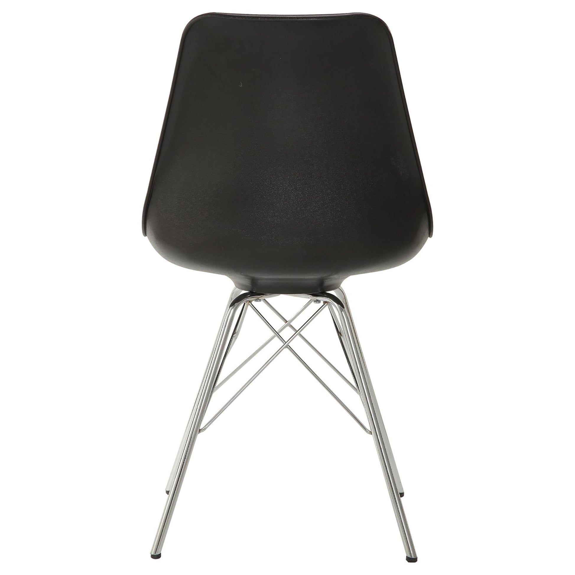 Black And Chrome Padded Dining Chair Set Of 2 Solid Black Dining Room Spot Clean Contemporary,Modern Side Chair Solid Back Metal