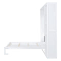 Queen Size Murphy Bed Wall Bed With Shelves,White White Solid Wood Mdf