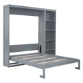 Queen Size Murphy Bed Wall Bed With Shelves,Gray Gray Solid Wood Mdf