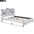 Queen Size Upholstered Platform Bed With Led, Storage And Usb, Beige Box Spring Not Required Queen Beige Wood Bedroom Solid Wood Mdf