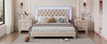 Queen Size Upholstered Bed Frame With Led Lights,Modern Velvet Platform Bed With Tufted Headboard,Beige Beige Velvet