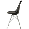 Black And Chrome Padded Dining Chair Set Of 2 Solid Black Dining Room Spot Clean Contemporary,Modern Side Chair Solid Back Metal