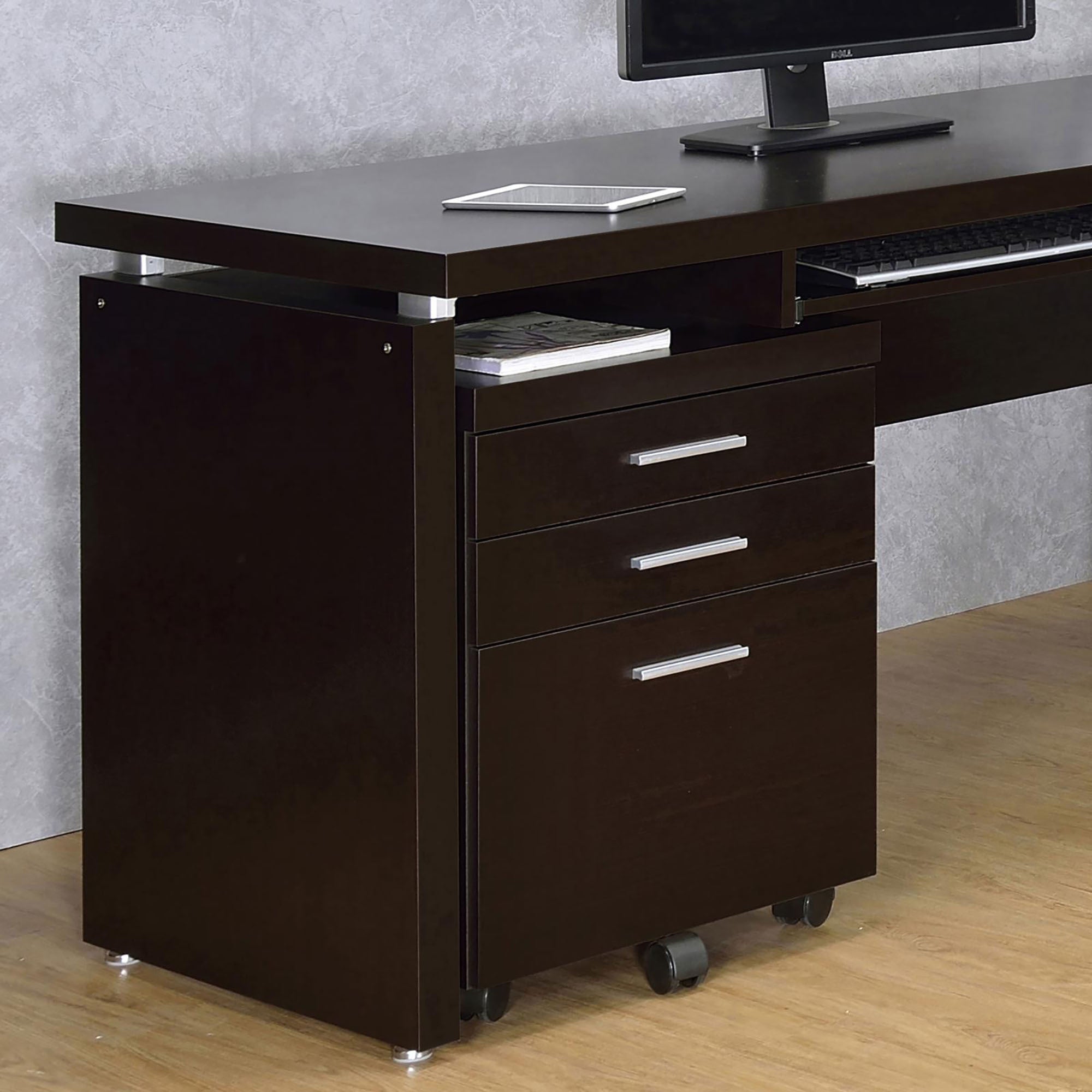 Cappuccino 3 Drawer File Cabinet Filing Cabinets 3 4 Drawers Brown Office Mobile Transitional Wood