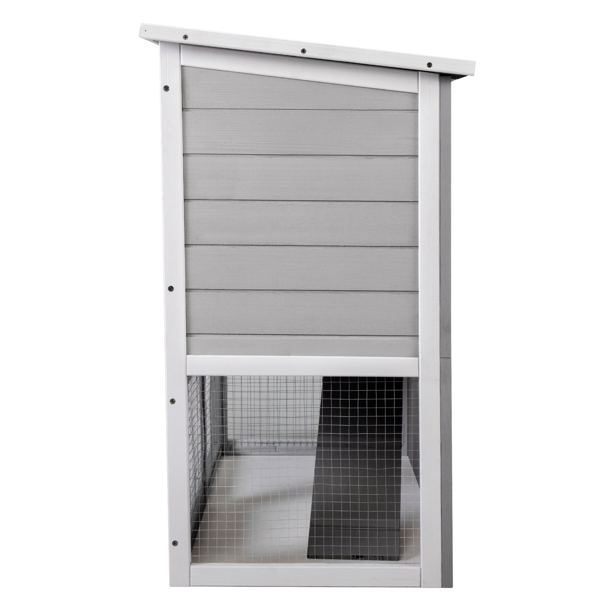 Wooden Rabbit Hutch With Pull Out Tray, Weatherproof 2 Tier Bunny Run Cage, Outdoor Animal Enclosure For Multiple Pets Gray Gray Wood