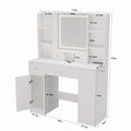 The White Vanity With Led Mirror Is Equipped With A Hair Dryer Rack, And The Vanity In The Bedroom And Dressing Room Is Equipped With A Dressing Pad White 5 Drawers & Above Bedroom American