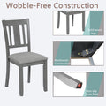 Wooden Dining Chairs Set Of 4, Kitchen Chair With Padded Seat, Upholstered Side Chair For Dining Room, Living Room, Gray Wood Gray Solid Back Seats 4 Dining Room Rubberwood Rubber Wood