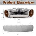 Collapsible Cat Tunnel Bed For Indoor Cats, Washable Cat Hide Tunnel With Hanging Toys And Cushion Mat, Gray Gray Polyester