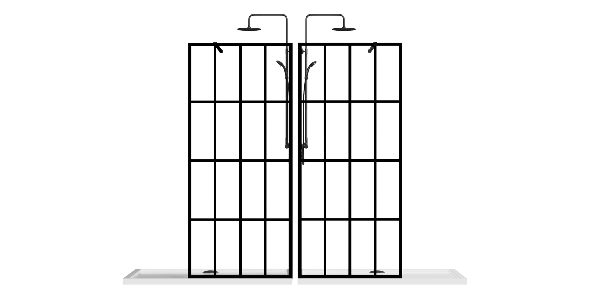 Goodyo 34" X 72" Shower Door Walk In Black Finish Black Glass