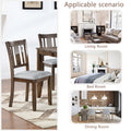 Wooden Dining Chairs Set Of 4, Kitchen Chair With Padded Seat, Upholstered Side Chair For Dining Room, Living Room, Walnut Wood Walnut Solid Back Seats 4 Dining Room Rubberwood Rubber Wood